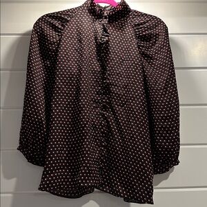 Frame Denim Black and Red Polka Dot Blouse